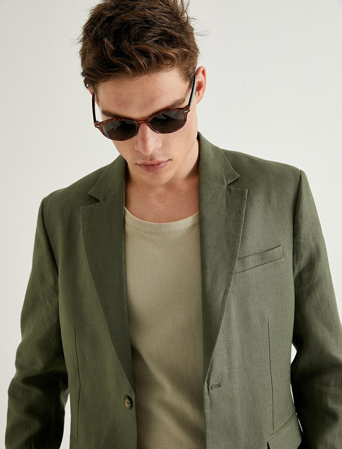 Blazer Ceket Slim Fit Düğmeli Fleto Cep Detaylı