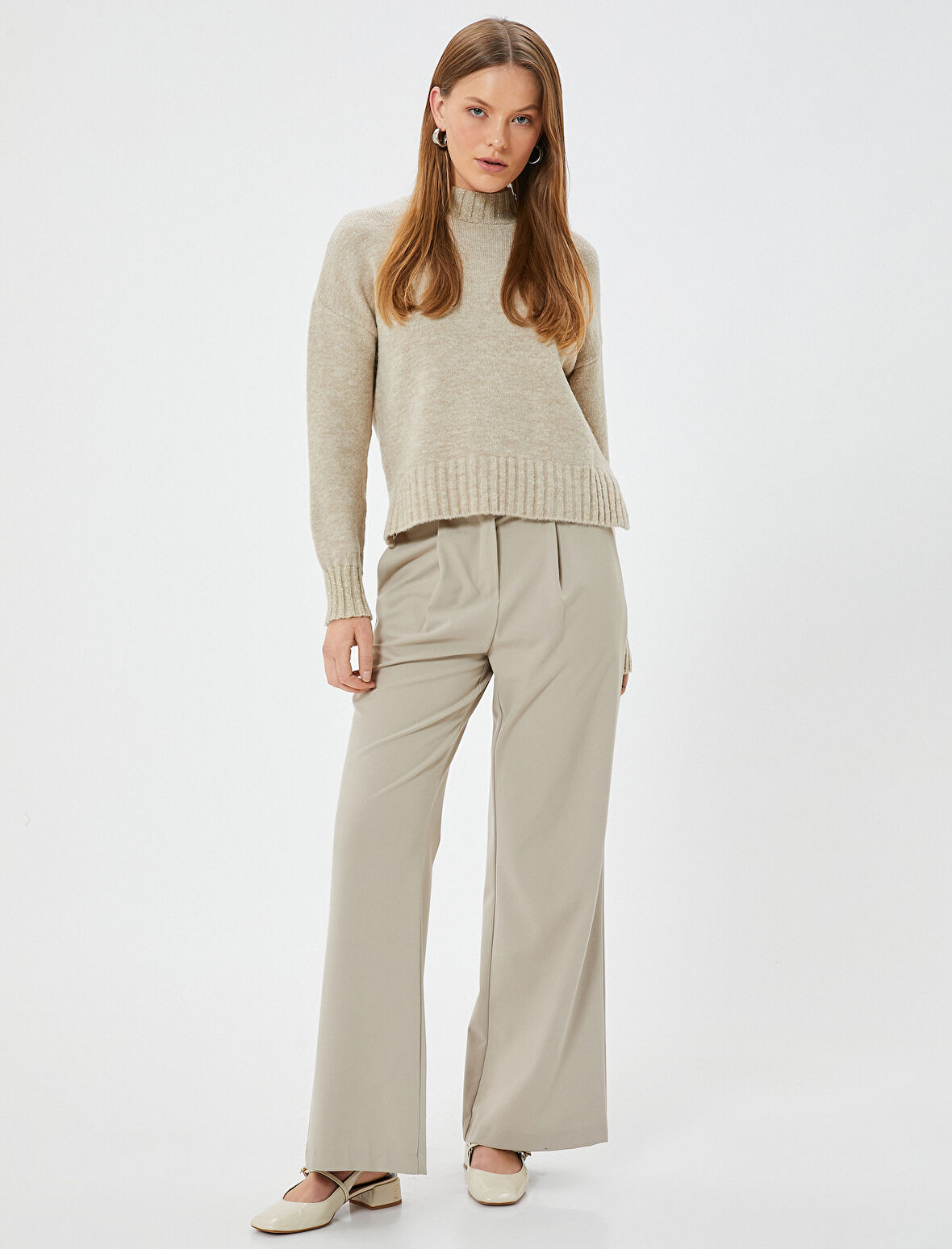 Dik Yaka Triko Kazak Uzun Kollu Yumuşak Dokulu