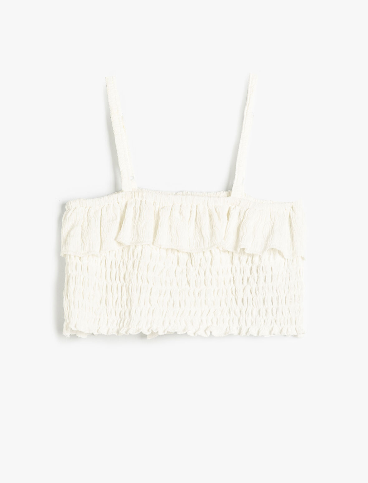 Crop Bluz Askılı Gipe Detaylı Fırfırlı