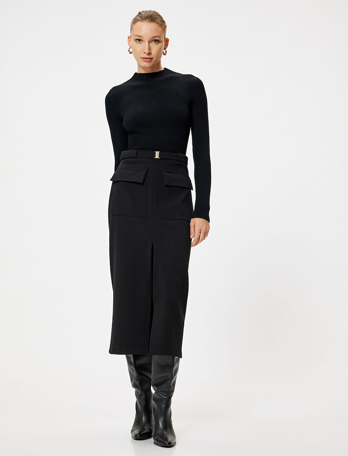 Basic Dik Yaka Triko Kazak Uzun Kollu