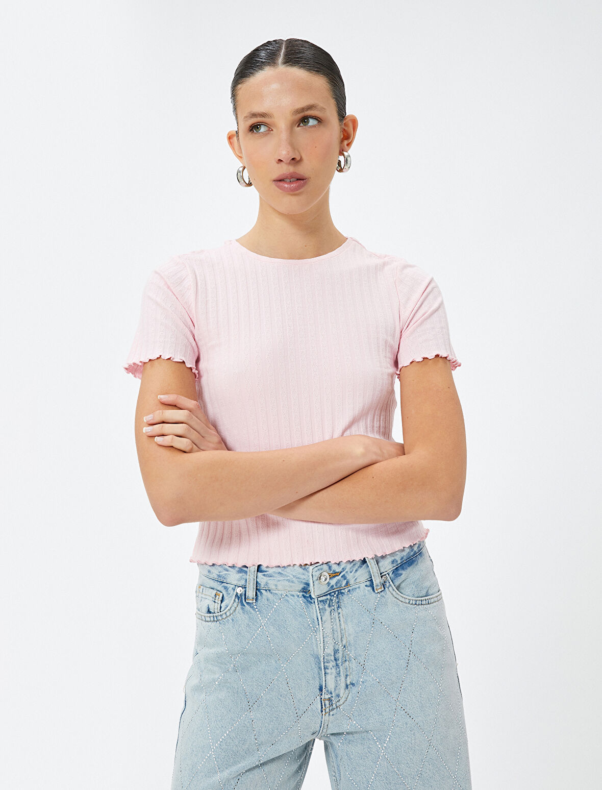 Basic Tişört Kısa Kollu Bisiklet Yaka Pamuklu