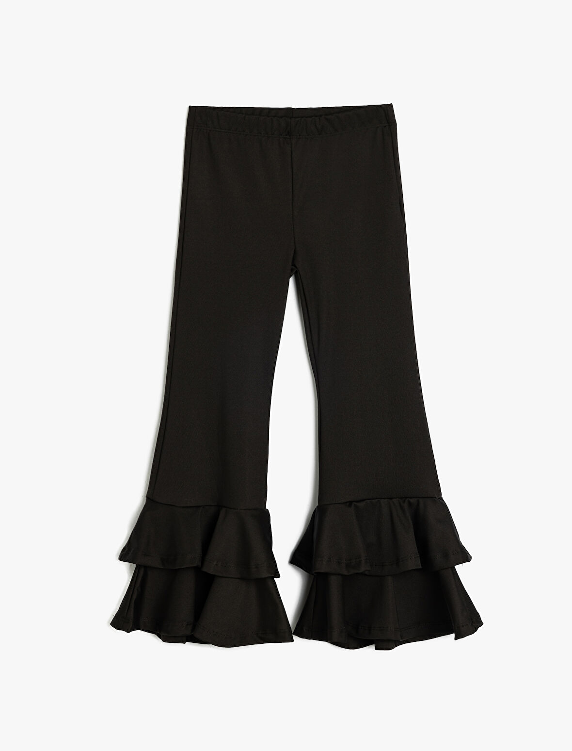 İspanyol Paça Pantolon Fırfır Detaylı Beli Lastikli 