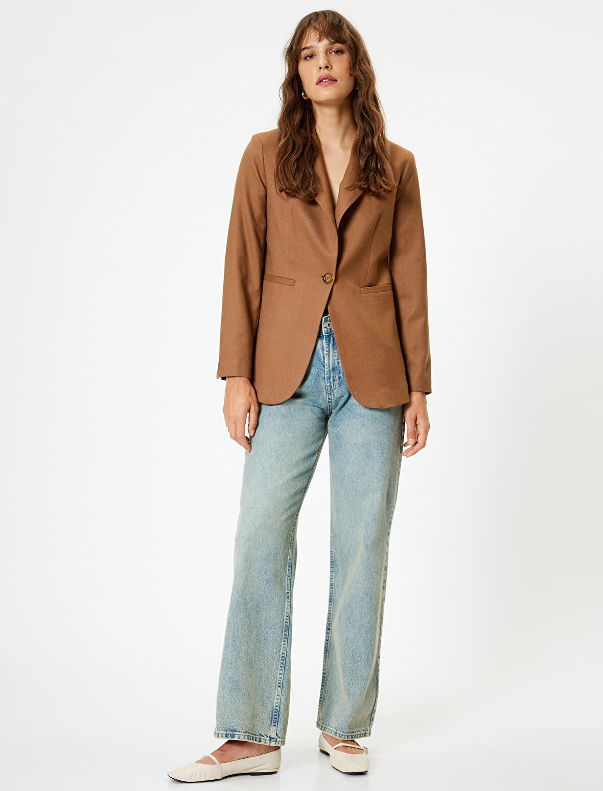 Düz Paça Kot Pantolon Düğmeli - Eve Straight Jeans