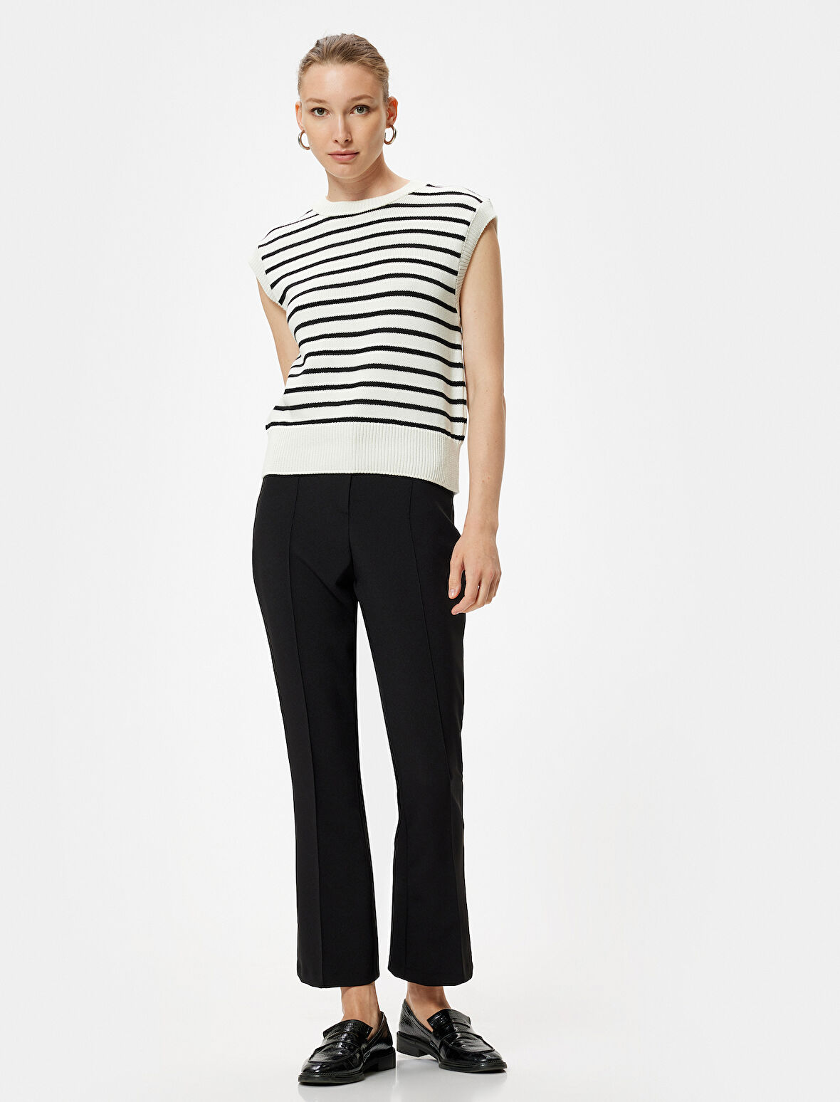 Kısa İspanyol Paça Pantolon Nervür Detaylı Slim Fit