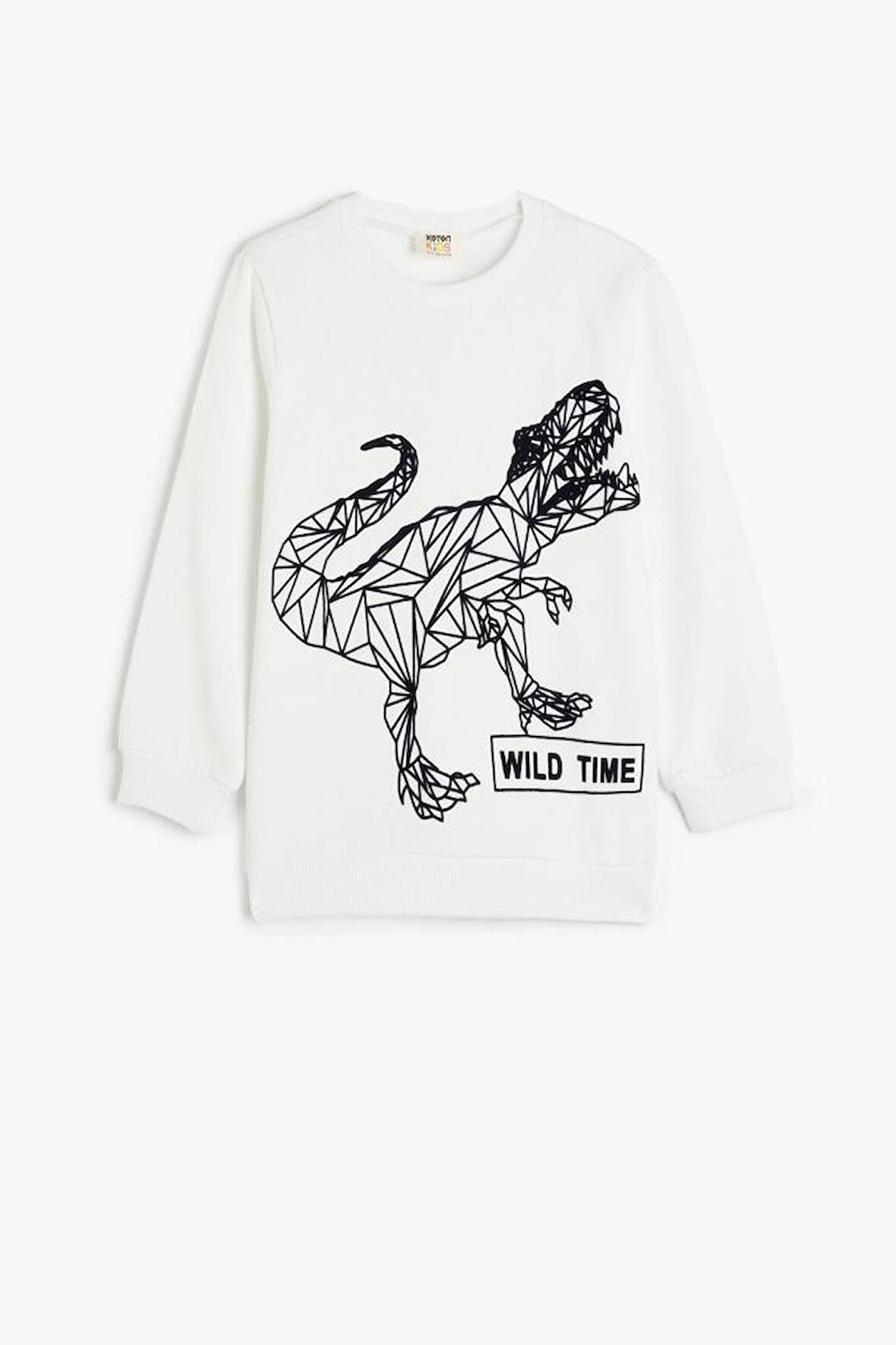 Koton Erkek Çocuk Dinozorlu Sweatshirt Şardonlu Uzun Kollu Bisiklet Yaka