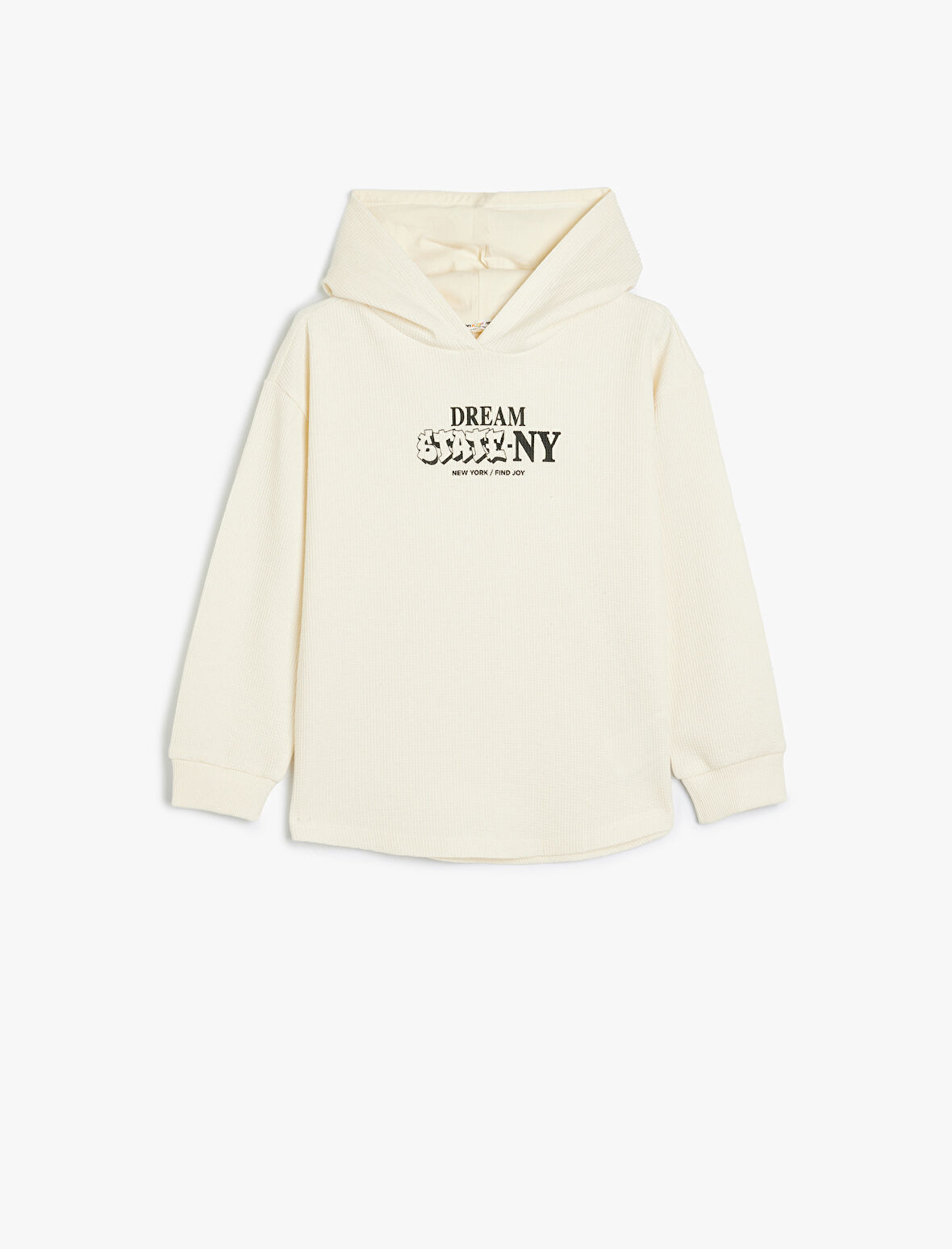 Kapşonlu Sweatshirt Uzun Kollu Slogan Baskılı Dokulu