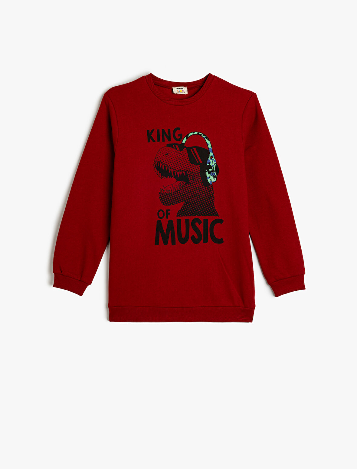 Dinozor Baskılı Sweatshirt Bisiklet Yaka Şardonlu