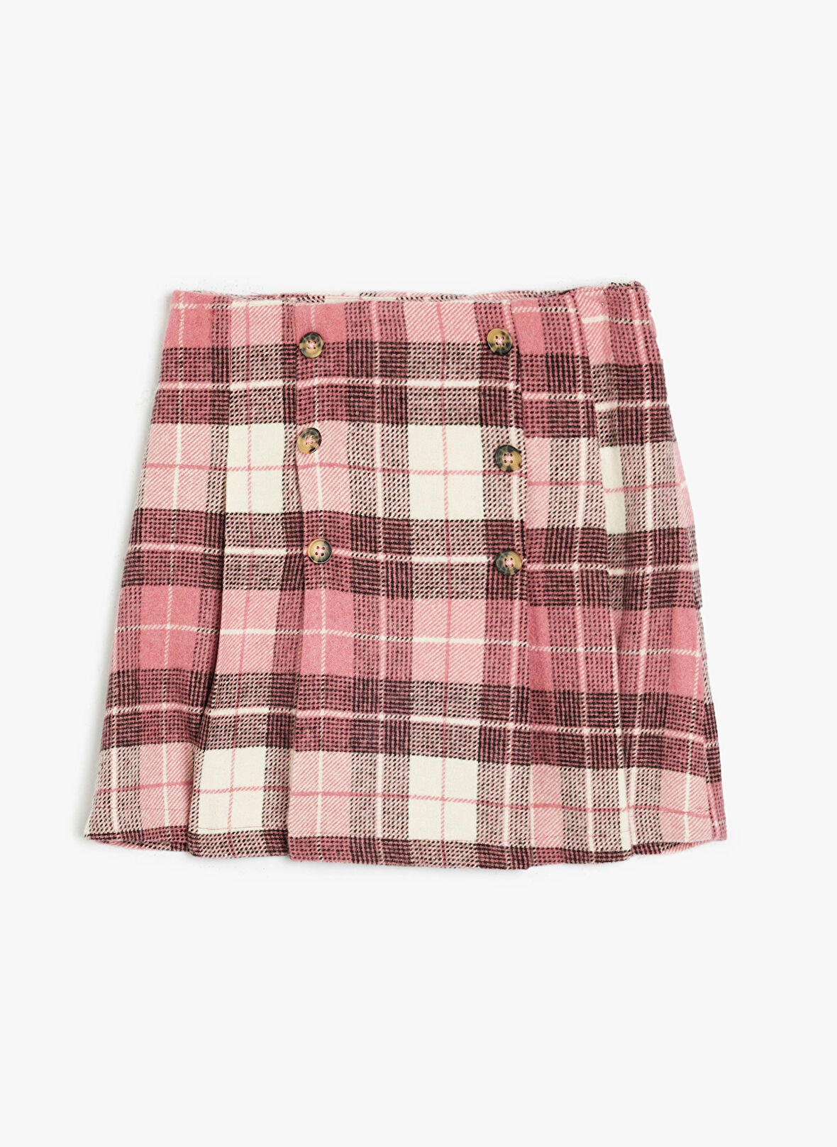 Koton Normal Bel Regular Fit Pembe Ekose Kısa Kız Çocuk Etek 5WKG70039AW