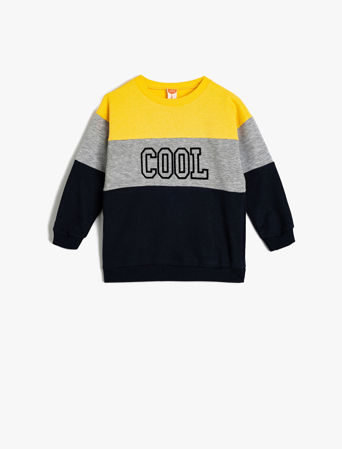 Sweatshirt Renk Kontrastlı Slogan Baskılı Uzun Kollu 