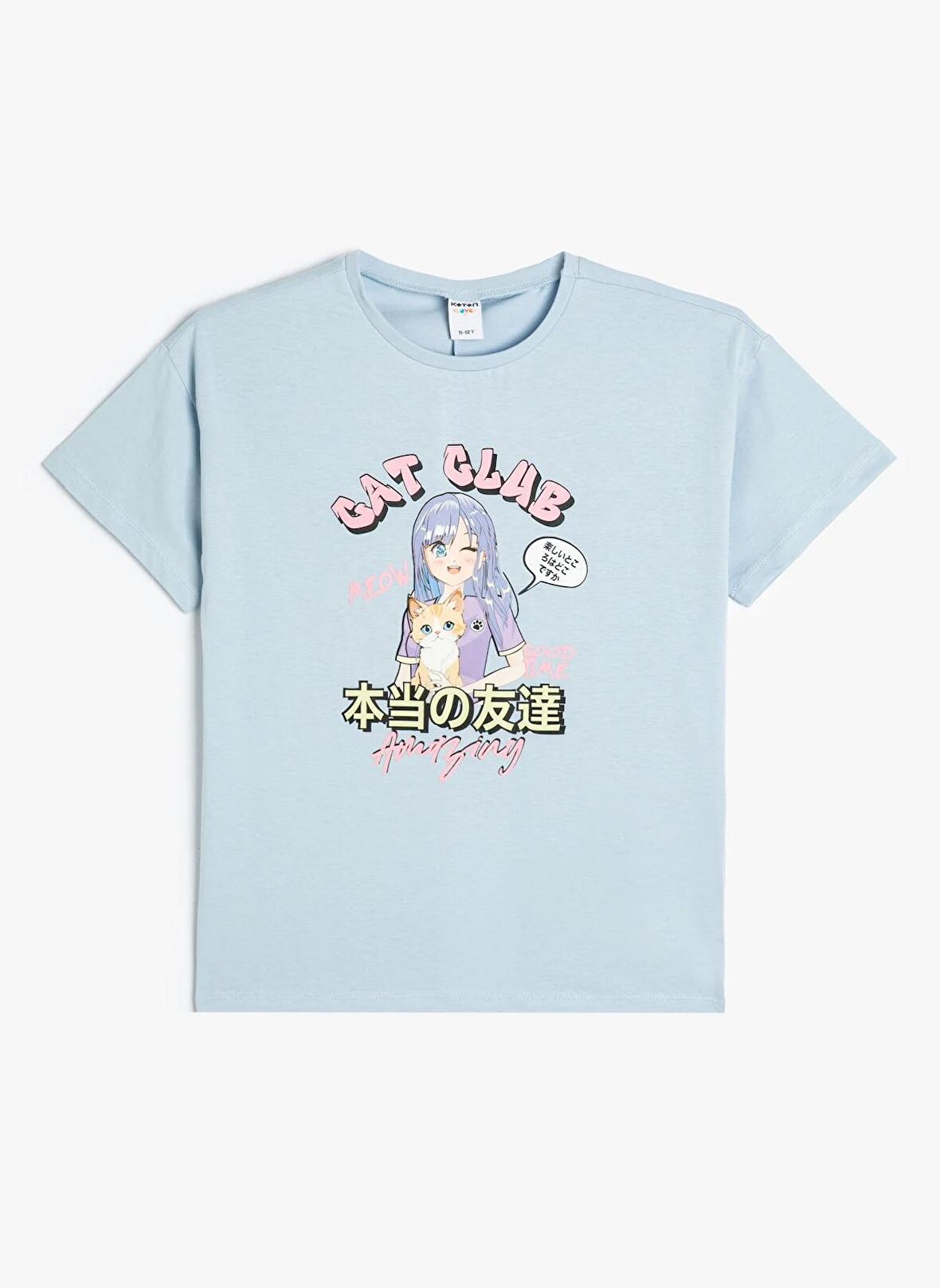 Koton Baskılı Mavi Kız Çocuk T-Shirt 4SKG10525AK