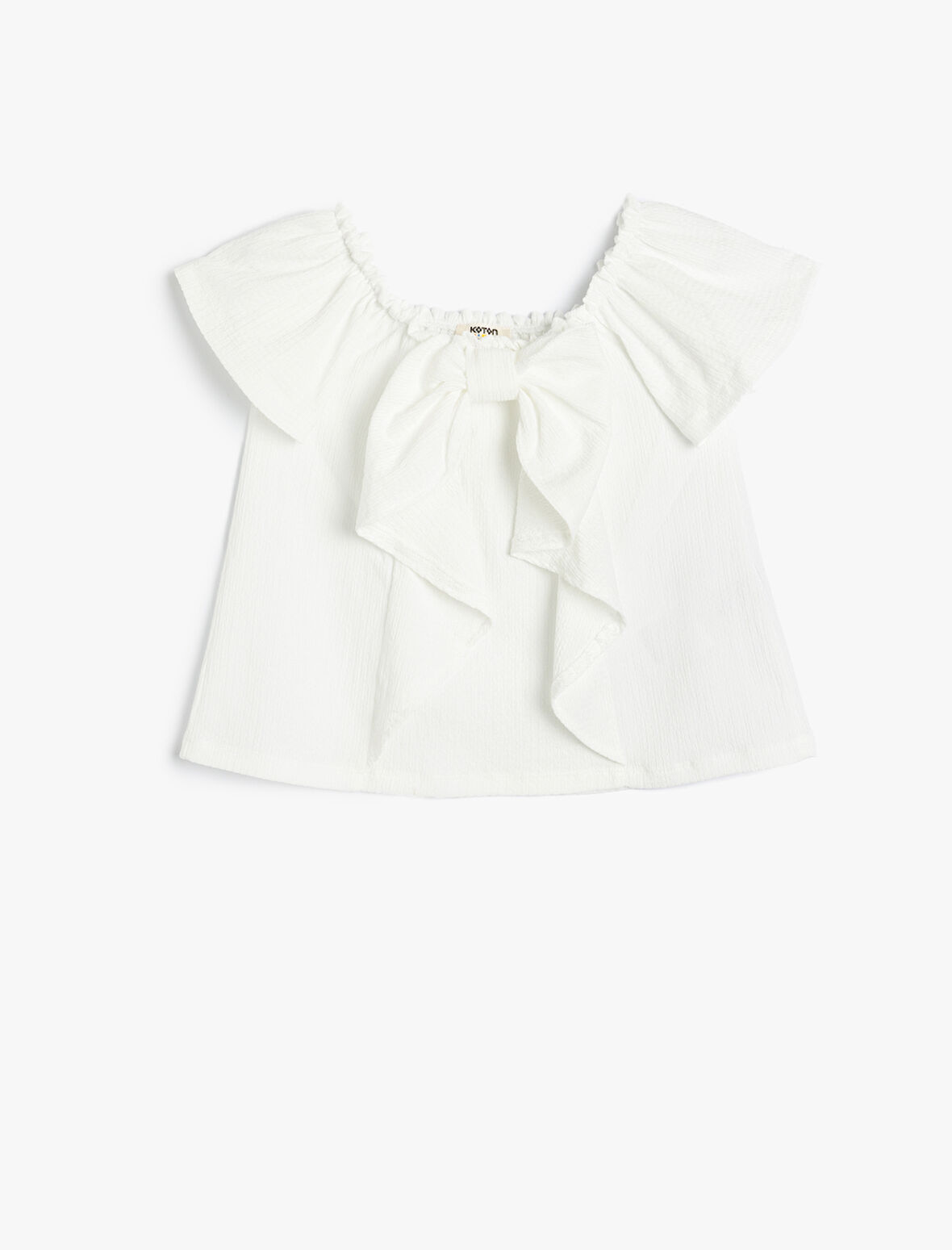 Bluz Fiyonk Detaylı Yuvarlak Yaka Kısa Kollu