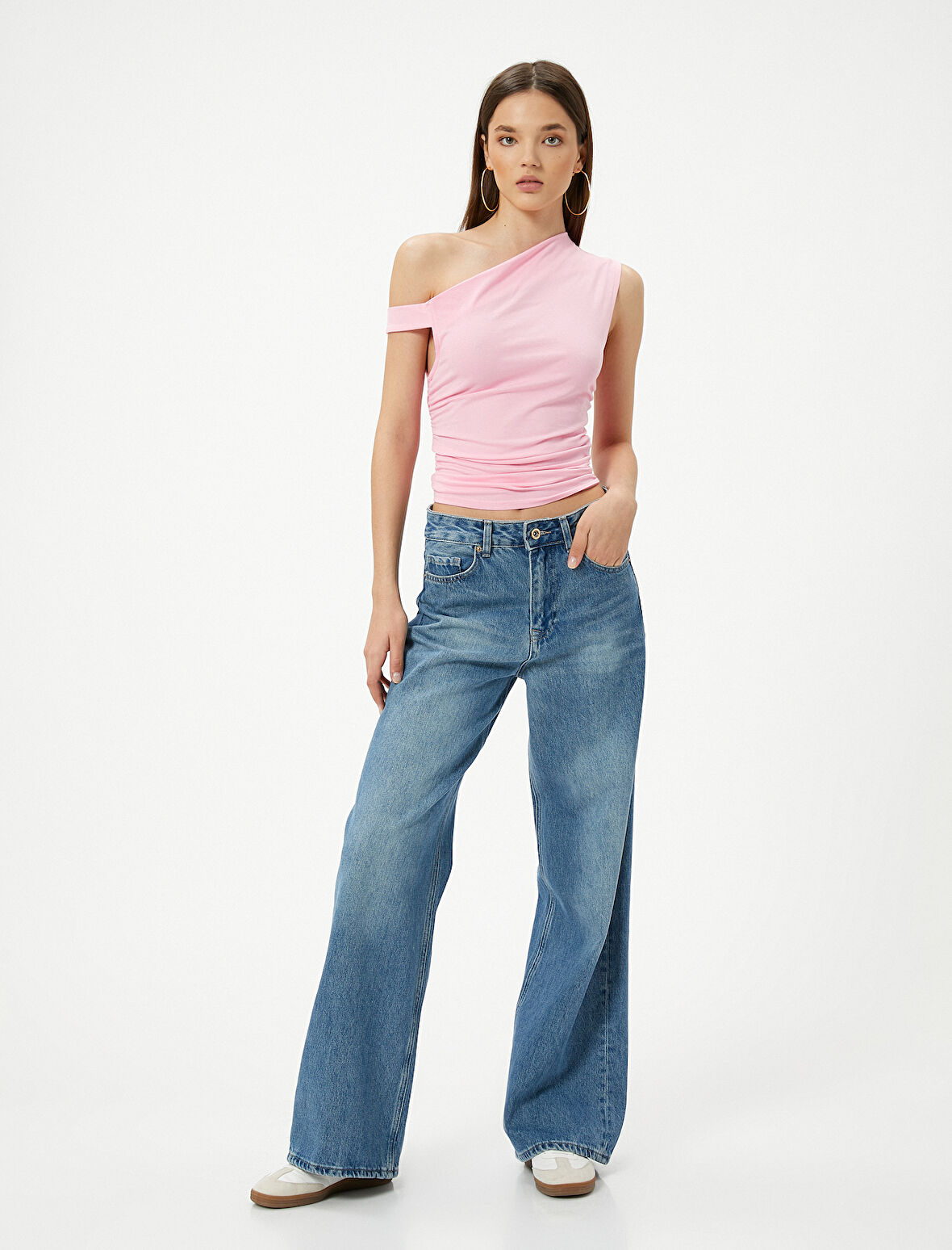 Tek Omuz Kolsuz Tişört  Slim Fit Pamuklu