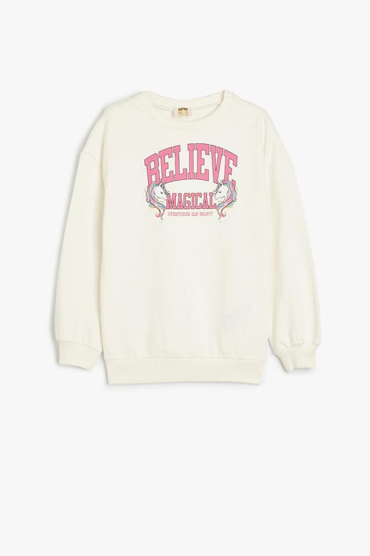 Koton Kız Çocuk Sweatshirt Unicorn Baskılı Bisiklet Yaka Uzun Kollu