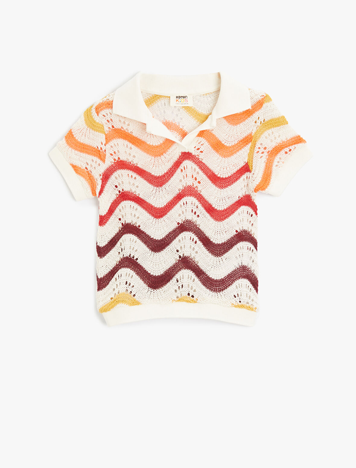 Ajurlu Tişört Polo Yaka Kısa Kollu