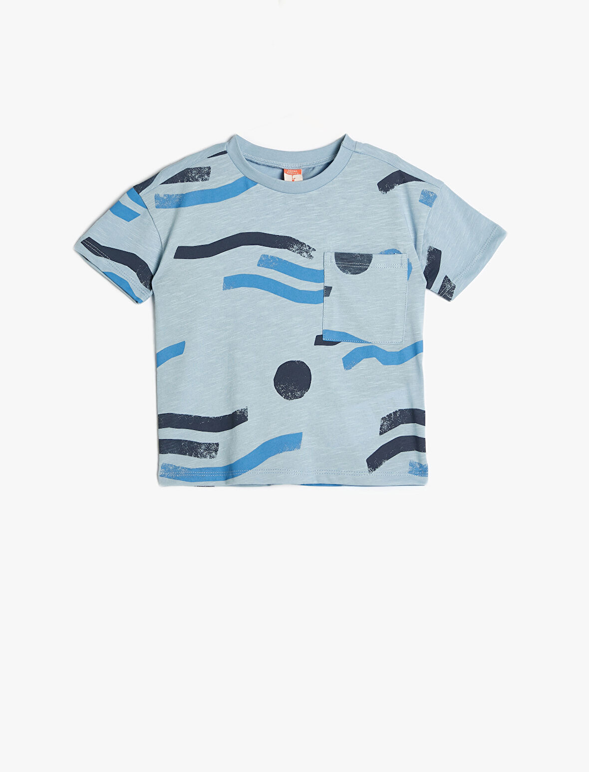 Tişört Kısa Kollu Bisiklet Yaka Baskılı Pamuklu