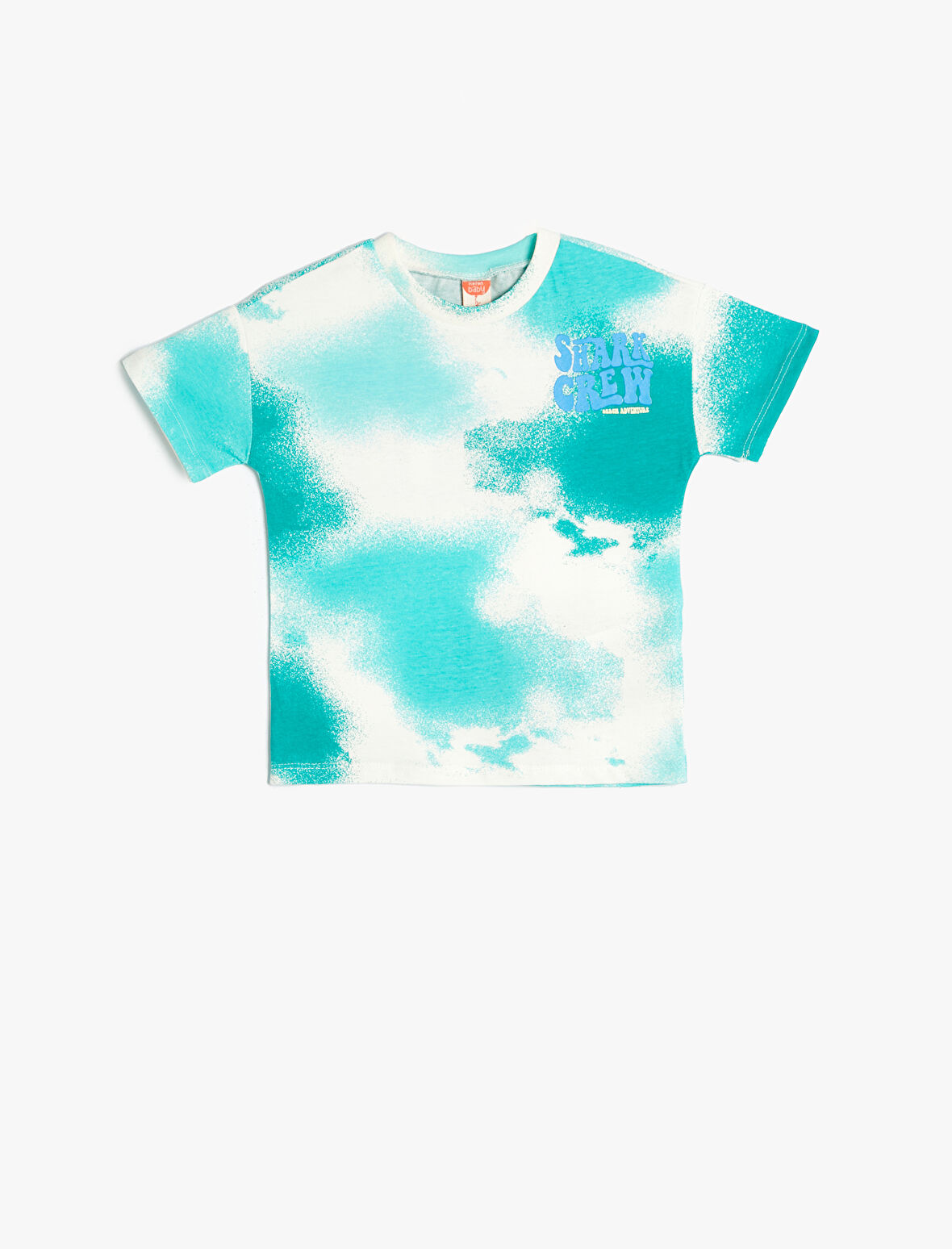 Tişört Batik Desenli Kısa Kollu Bisiklet Yaka Pamuklu