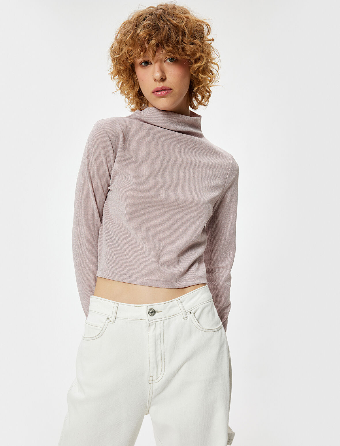 Basic Uzun Kollu Tişört Kaşkorse Dik Yaka Slim Fit