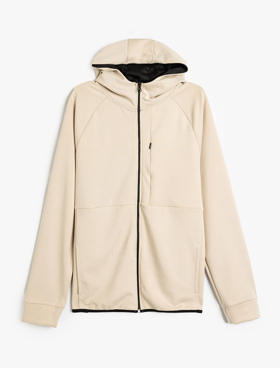Spor Sweatshirt Oversize Kapşonlu Fermuarlı Dikiş Detaylı Kalın Modal Kumaş