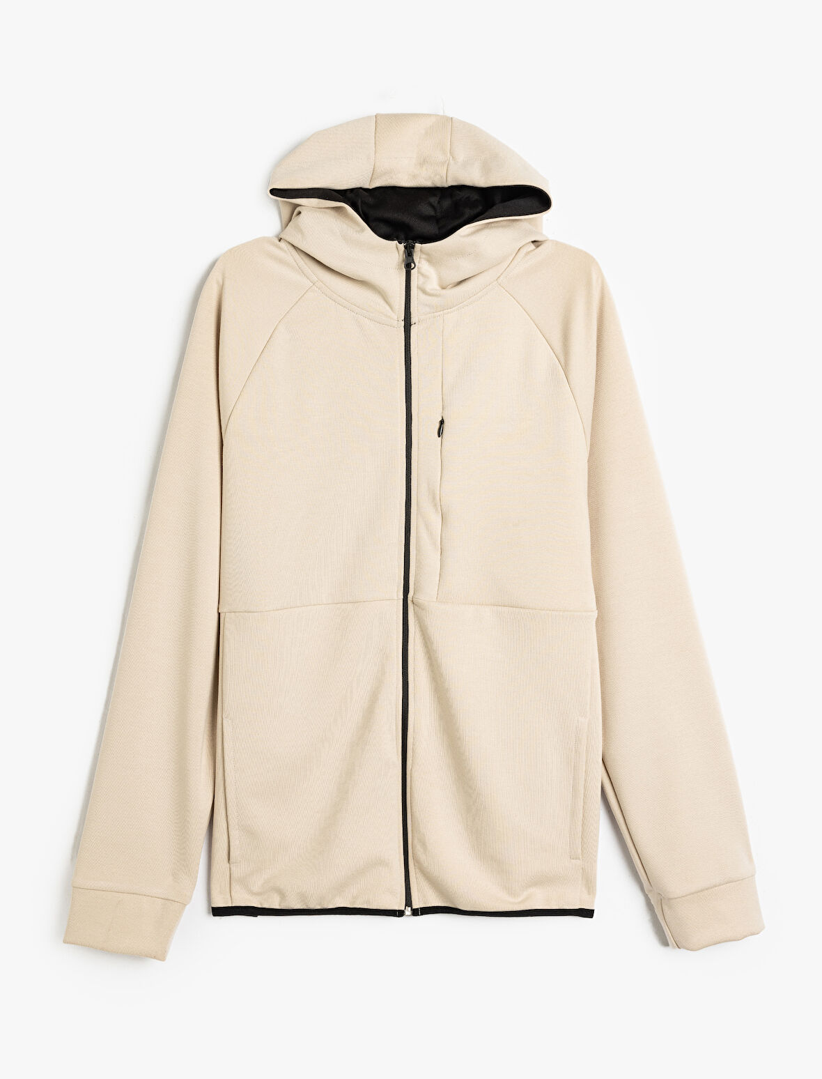 Spor Sweatshirt Oversize Kapşonlu Fermuarlı Dikiş Detaylı Kalın Modal Kumaş