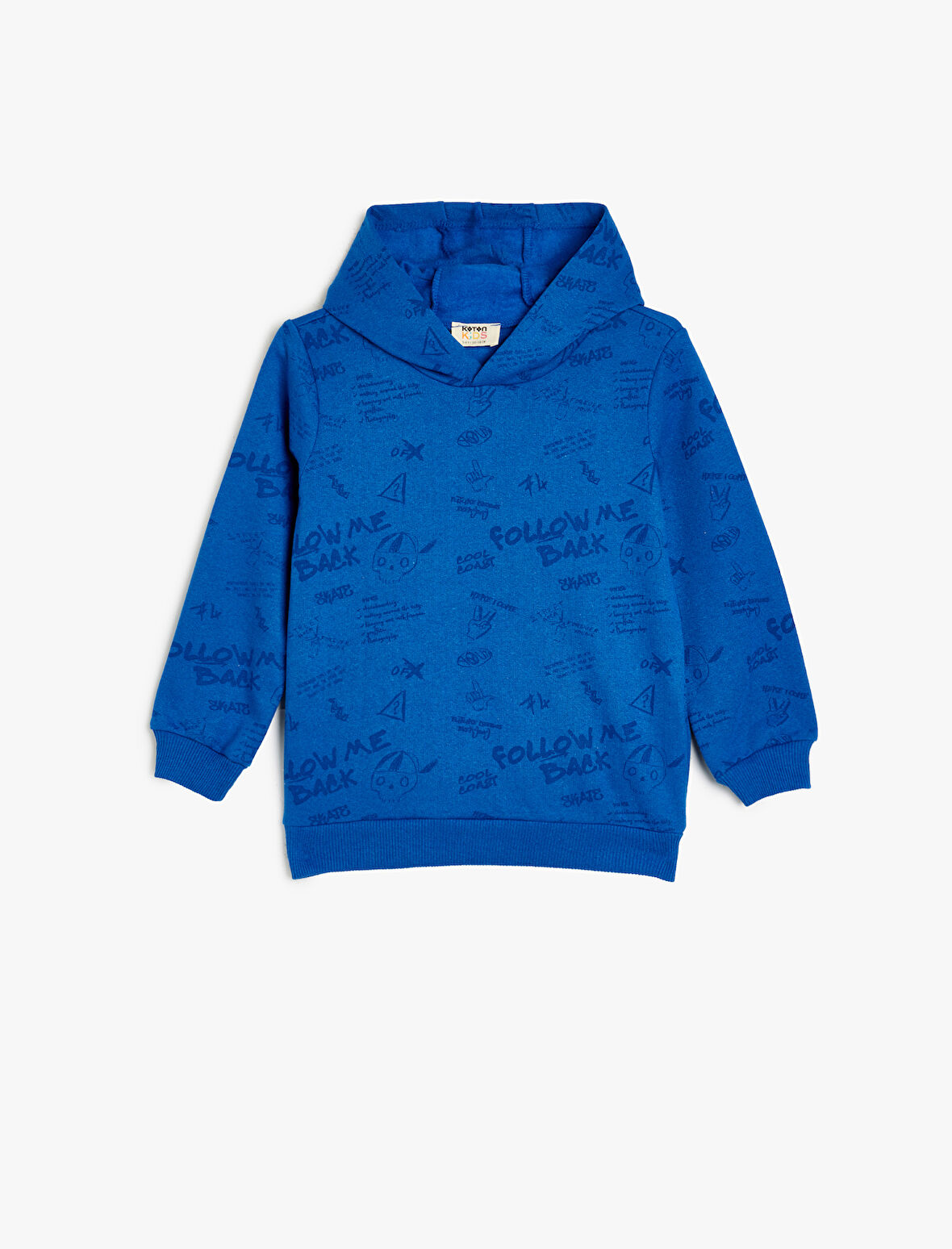 Kapşonlu Sweatshirt Uzun Kollu Slogan Baskılı 