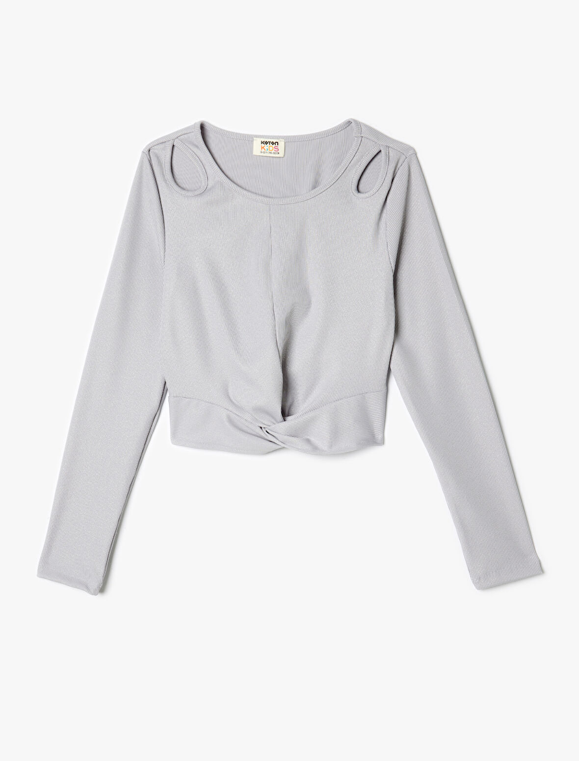 Tişört Pencere ve Düğüm Detaylı Uzun Kollu Kaşkorse