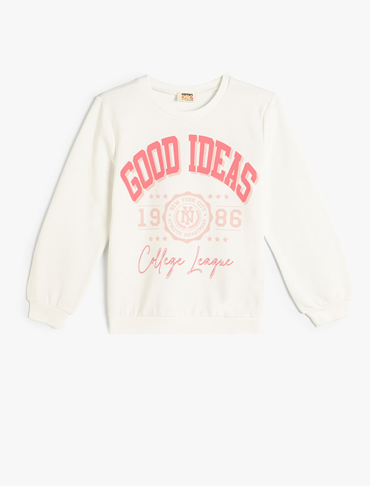 Sweatshirt Slogan Baskılı Uzun Kollu Bisiklet Yaka Pamuklu