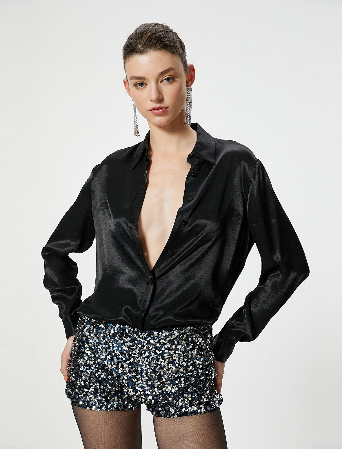 Pullu Payetli Ekstra Mini Slim Fit Şort
