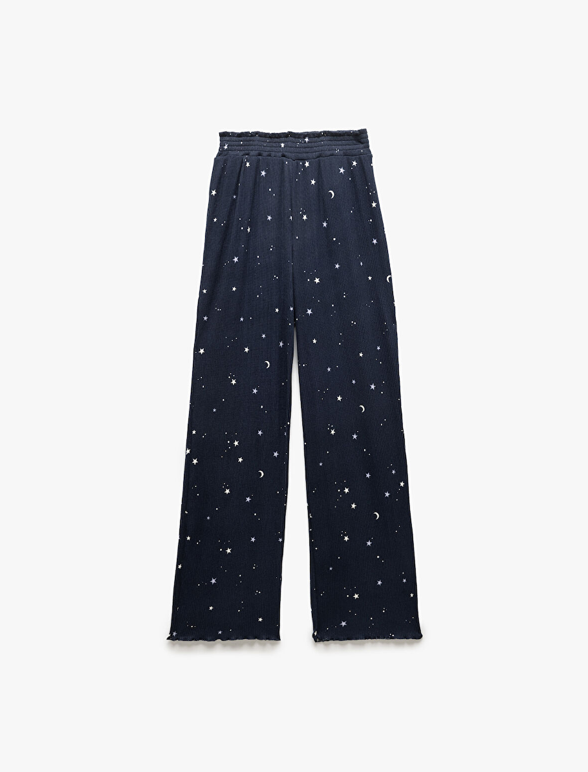 Normal Bel Rahat Kalıp Yıldız Desenli Fitilli Kadife Pijama Altı