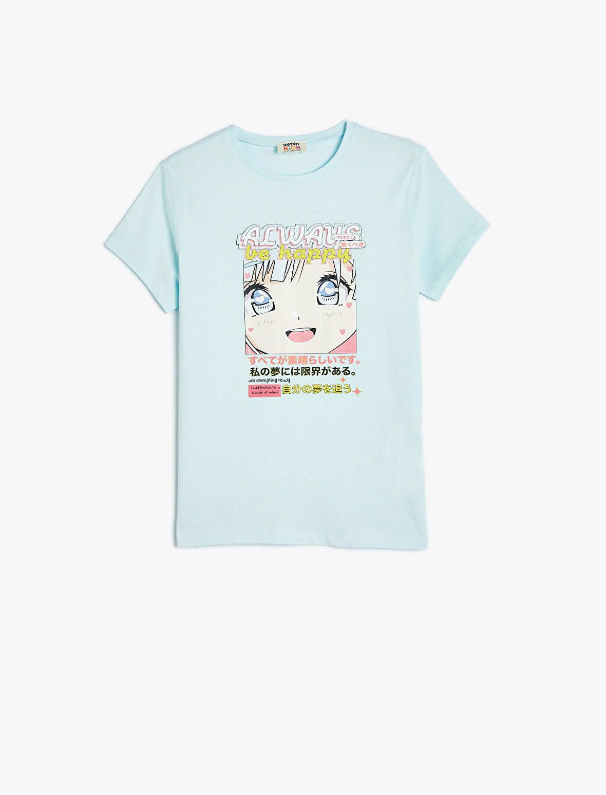 Tişört Anime Baskılı Kısa Kollu Bisiklet Yaka 