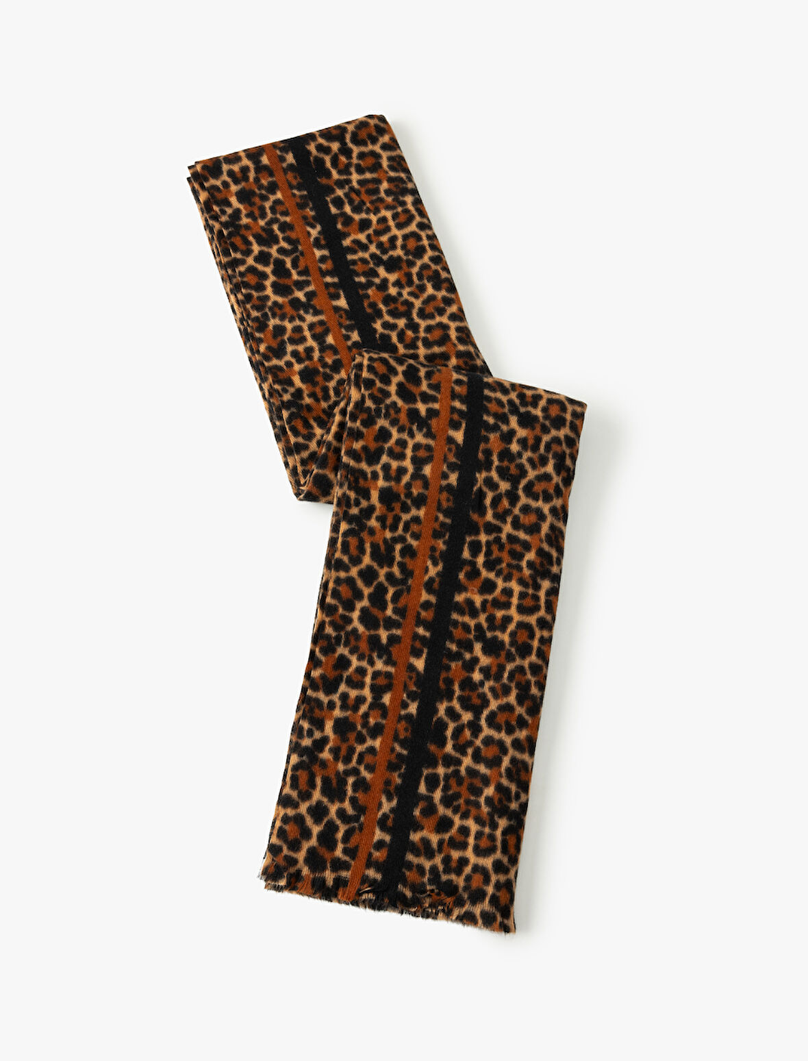 Uzun Atkı Desenli Şerit Detaylı Yumuşak Dokulu