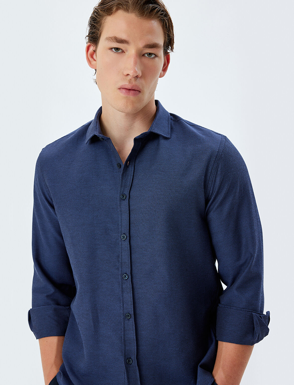 Slim Fit Gömlek Uzun Kollu Pamuk Karışımlı