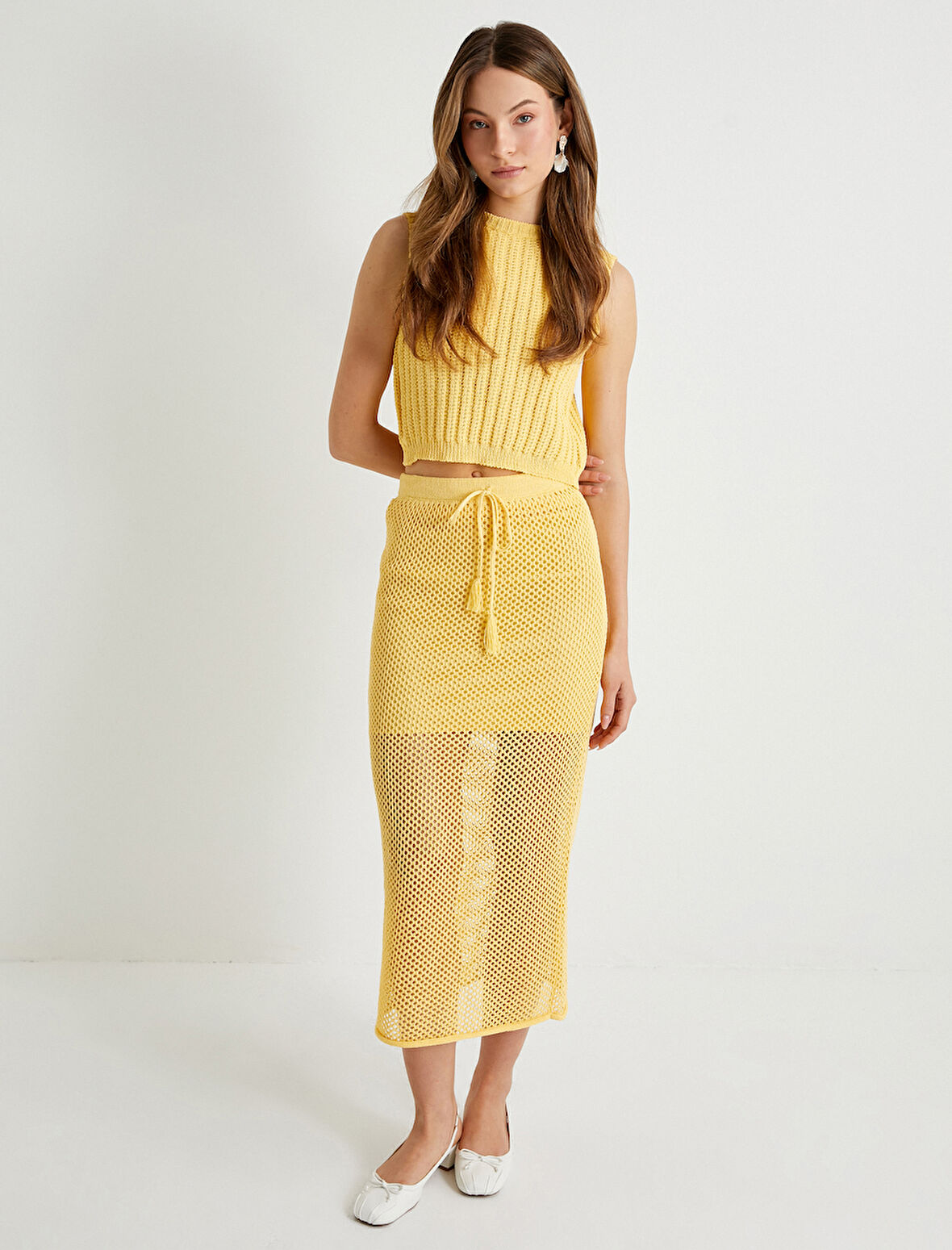 Midi Kroşe Etek Ajurlu Astarlı Bağlama Detaylı