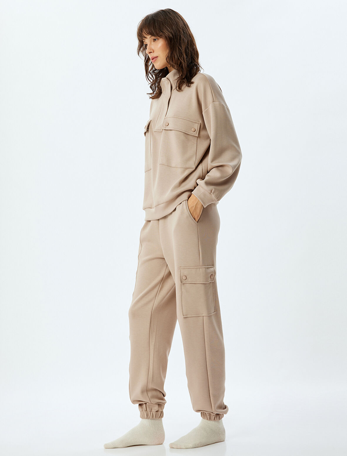 Jogger Pijama Altı Kargo Cepli Örme 