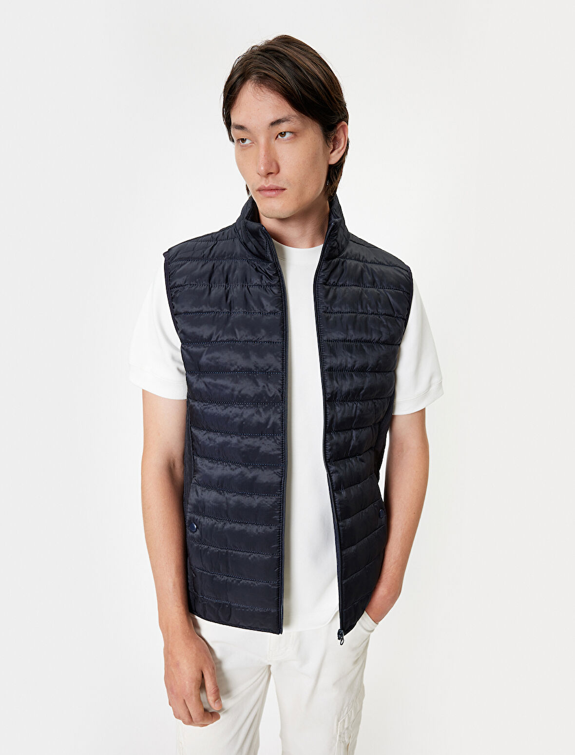 Şişme Yelek Slim Fit Dik Yaka Cep Detaylı