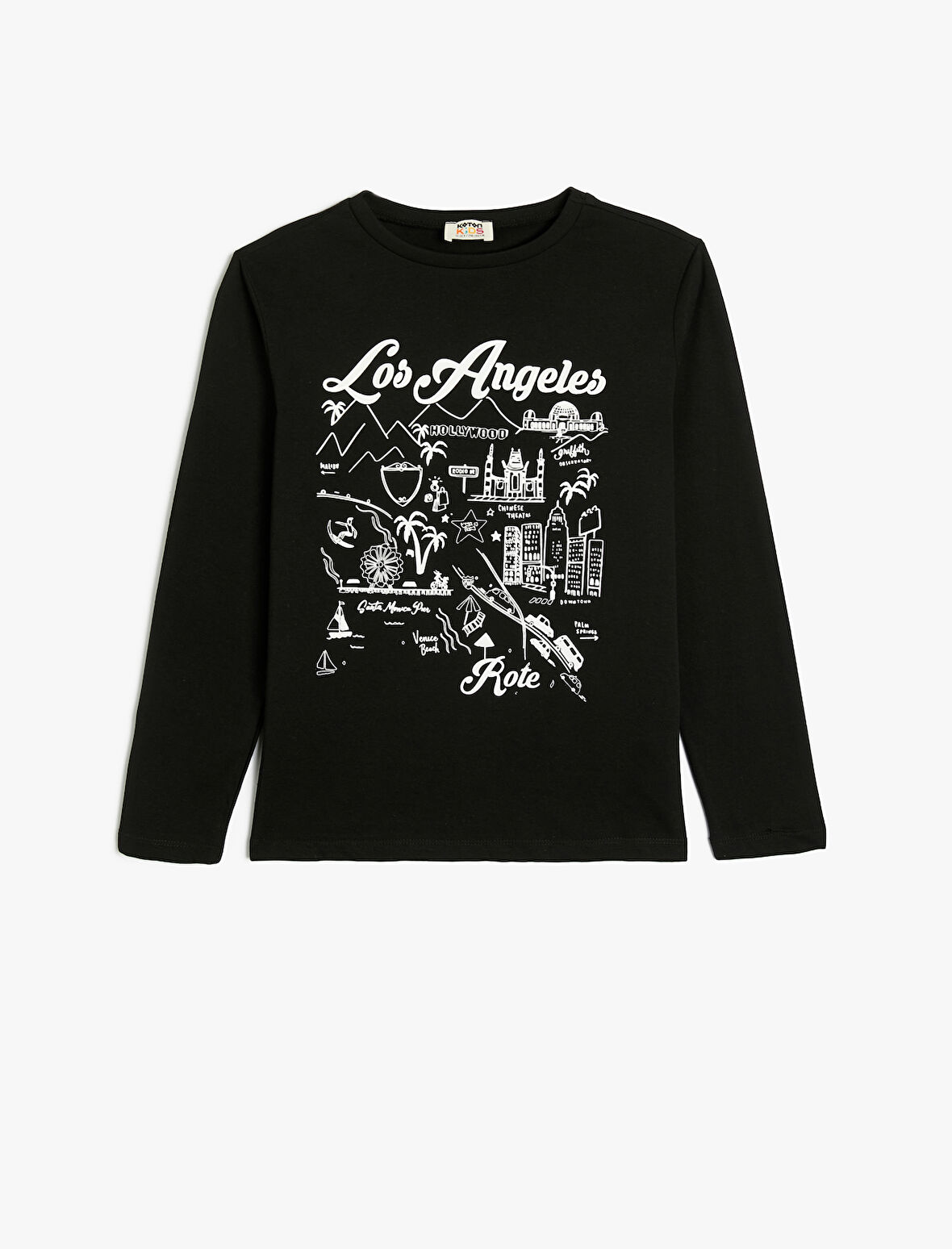 Tişört Şehir Baskılı Uzun Kollu Bisiklet Yaka 