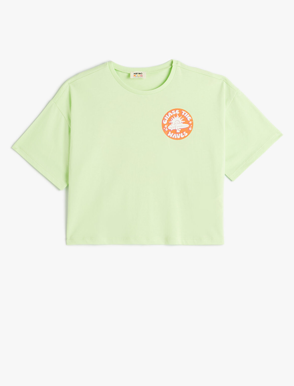 Tişört Sörf Baskı Detaylı Kısa Kollu Bisiklet Yaka 