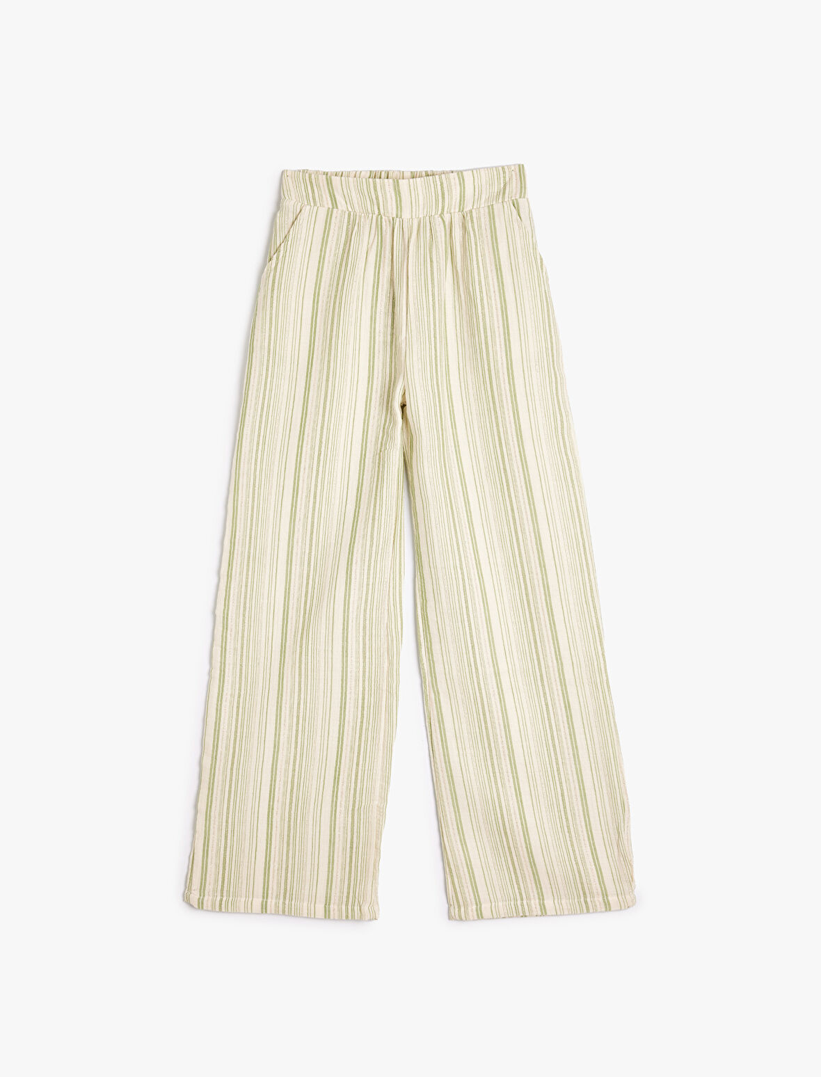 Bol Paça Pantolon Beli Lastikli Cepli Pamuklu