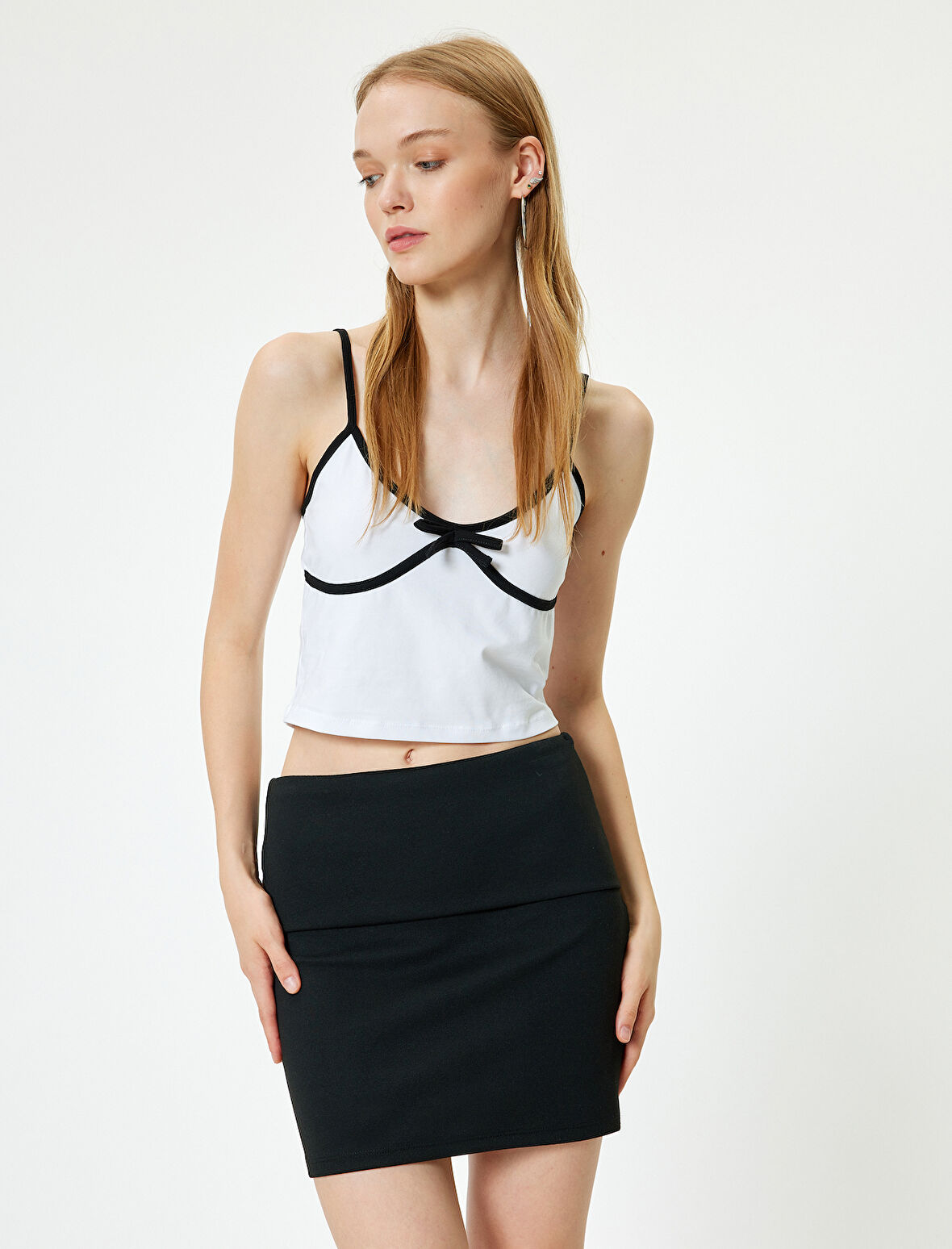 Mini Etek A Kesim Beli Katlı Slim Fit