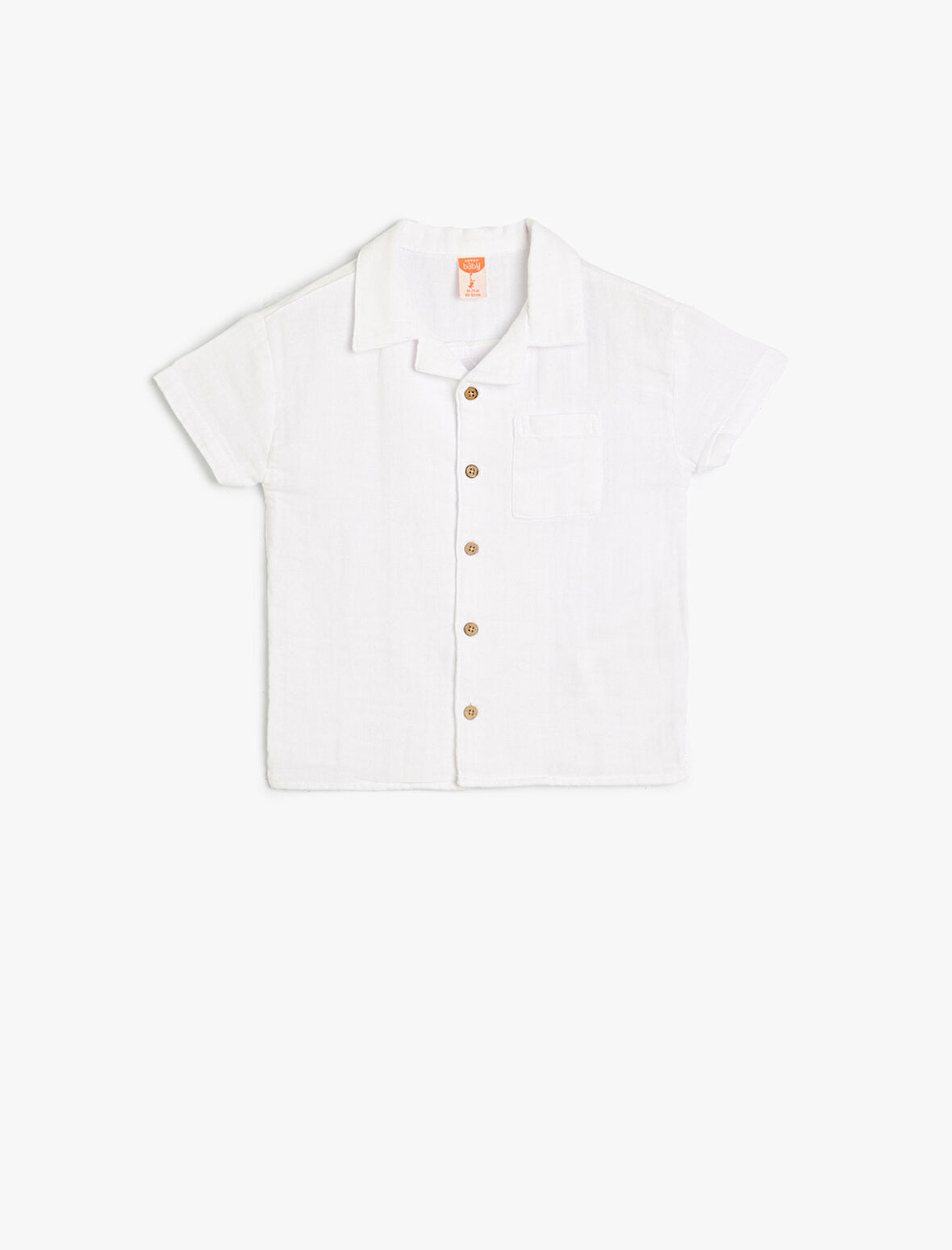 Müslin Gömlek Dokulu Düğme Detaylı Klasik Yaka Cepli