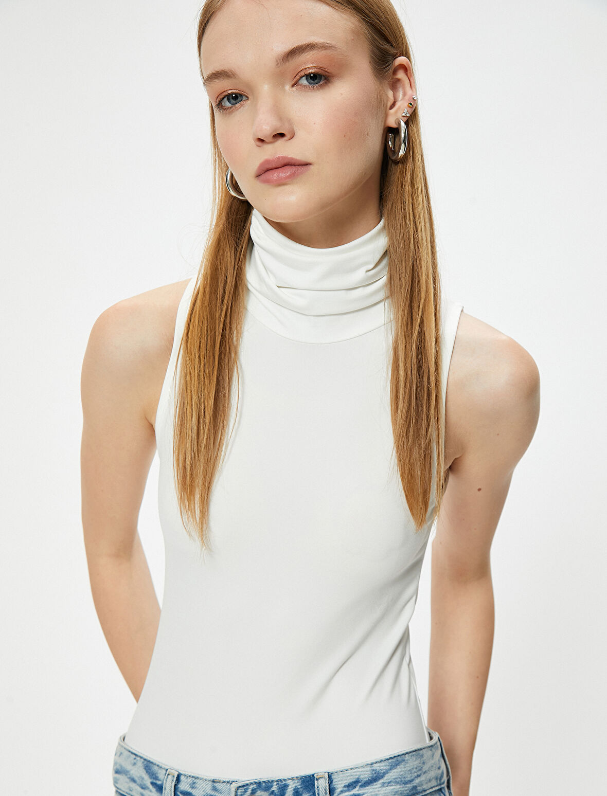 Boğazlı Atlet Kolsuz Slim Fit