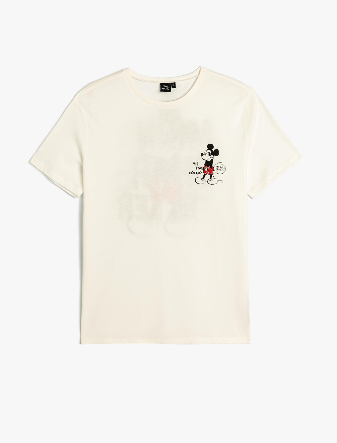 Mickey Mouse Oversize Arkası Baskılı Tişört Kısa Kollu Bisiklet Yaka Lisanslı