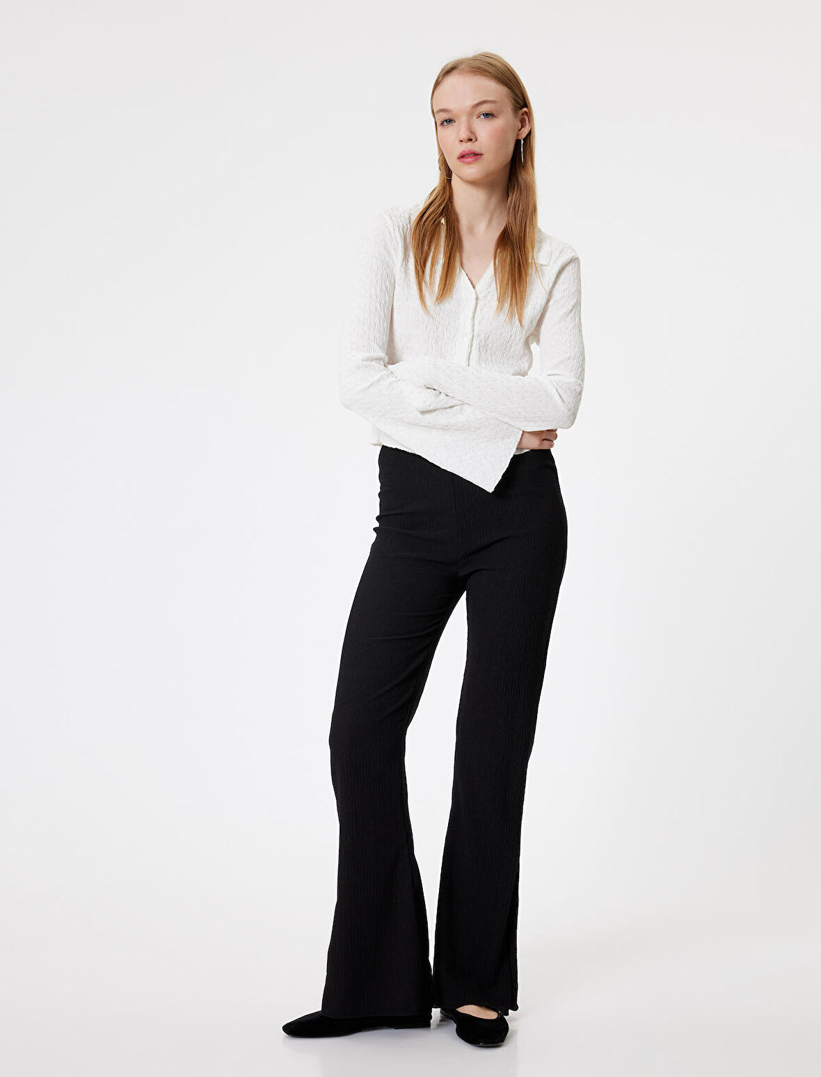 İspanyol Paça Tayt Pantolon Yüksek Bel Skinny Fit