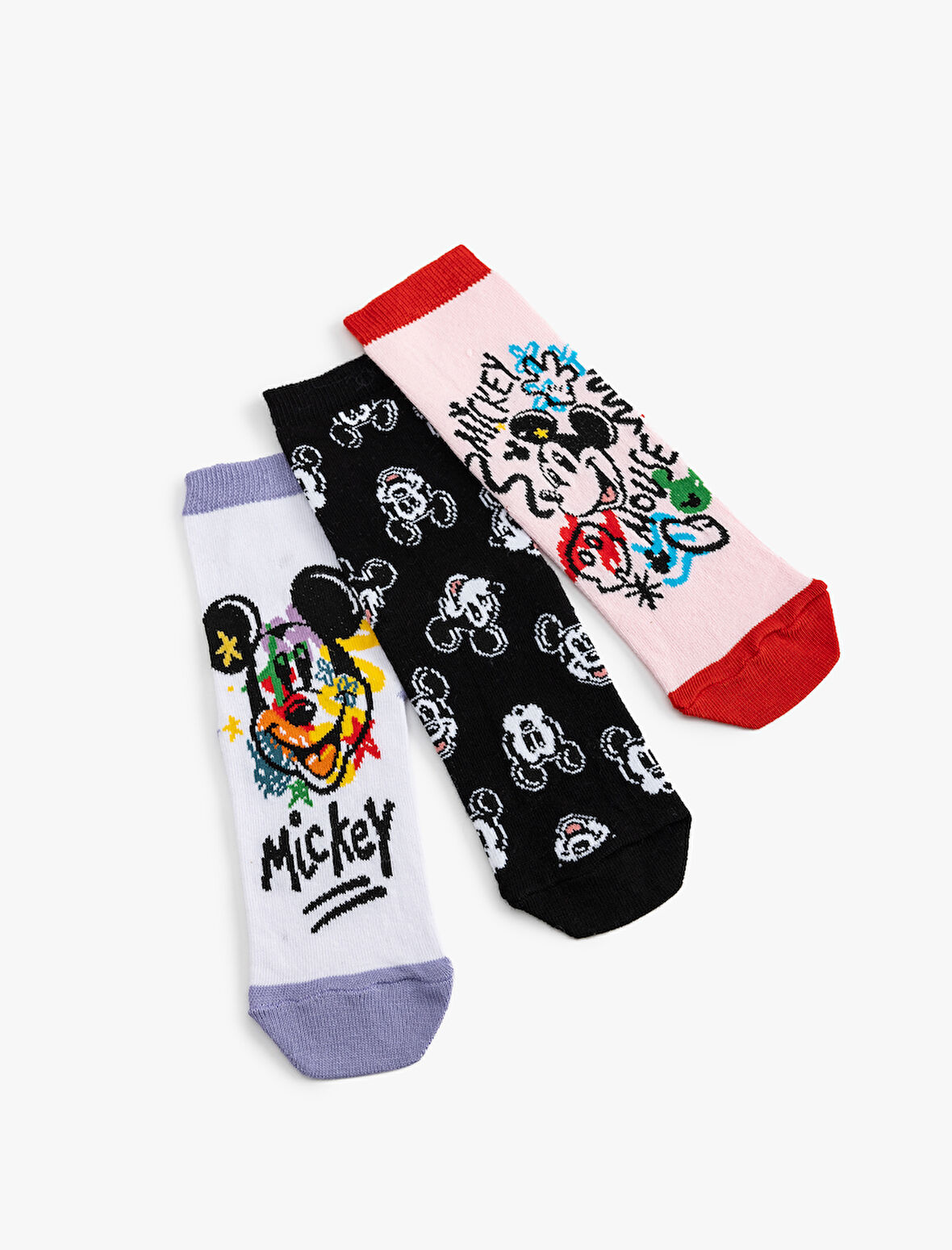 3'lü Mickey Mouse Baskılı Çorap Seti Lisanslı