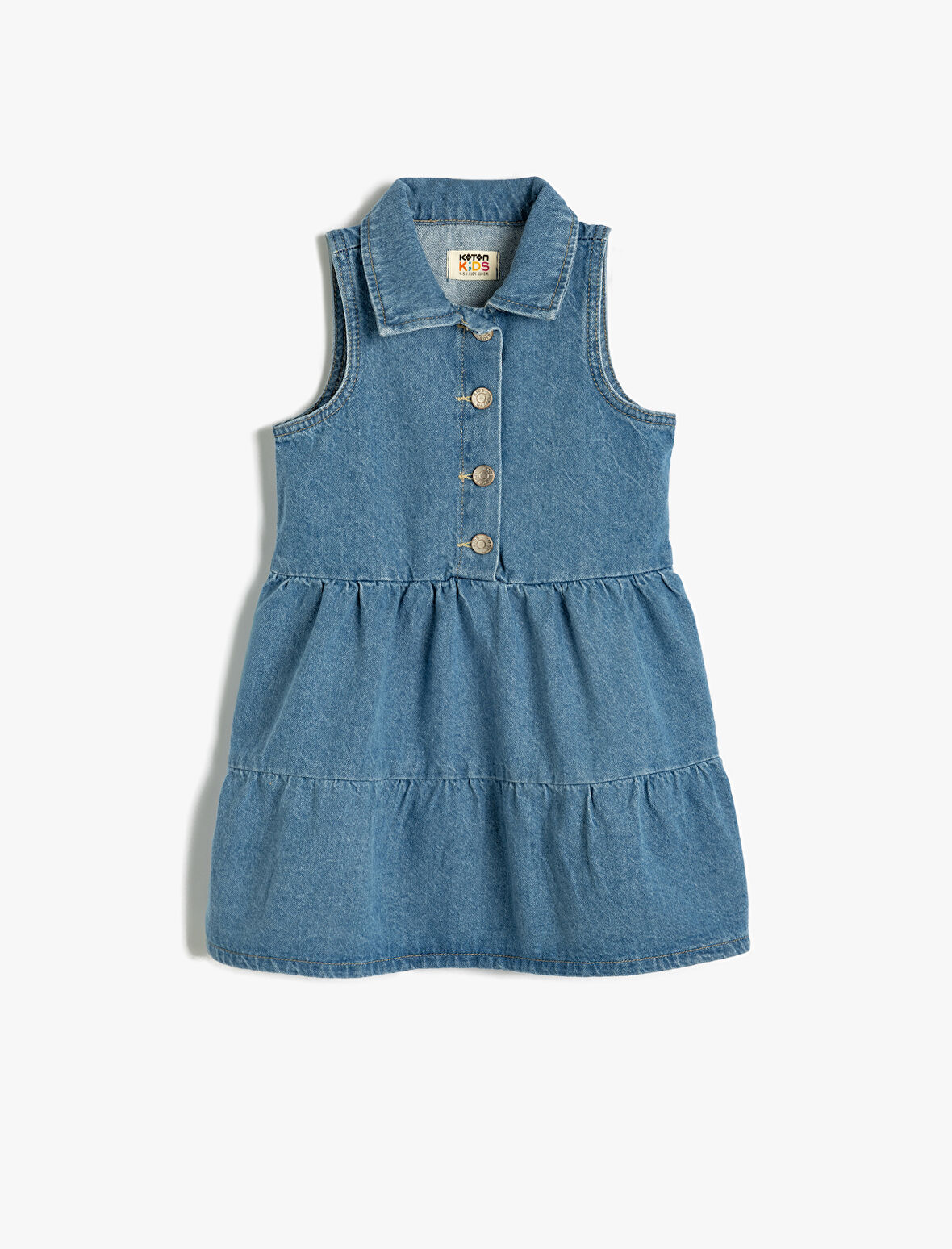 Kot Elbise Gömlek Yaka Kolsuz Düğme Detaylı Pamuklu