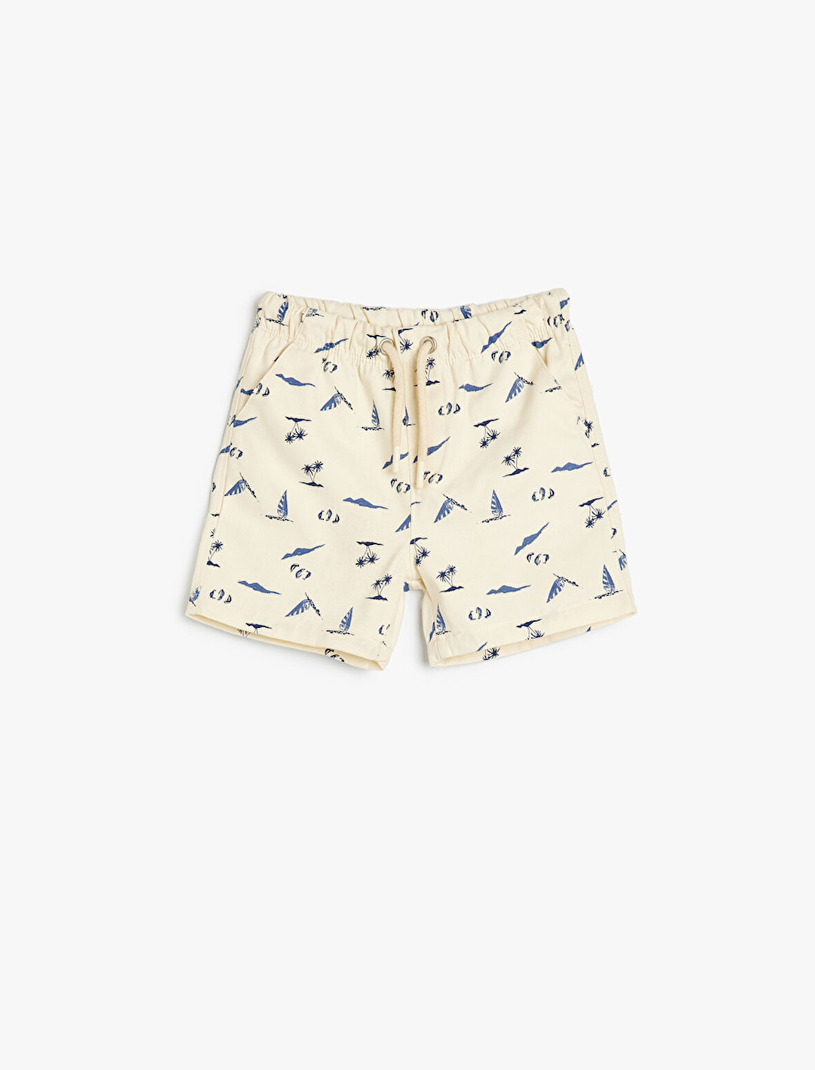 Chino Şort Yaz Baskılı Beli Lastikli Cepli Pamuklu