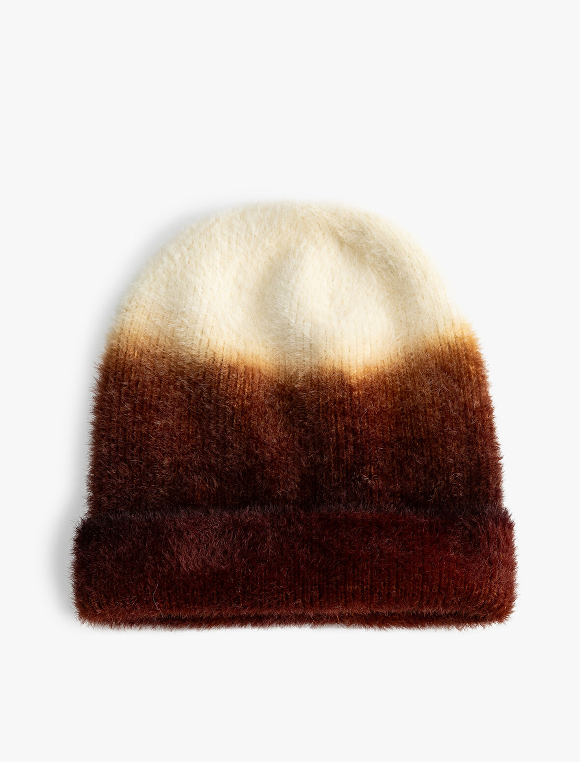 Örgü Bere Renk Bloklu Yumuşak Dokulu Katlama Detaylı