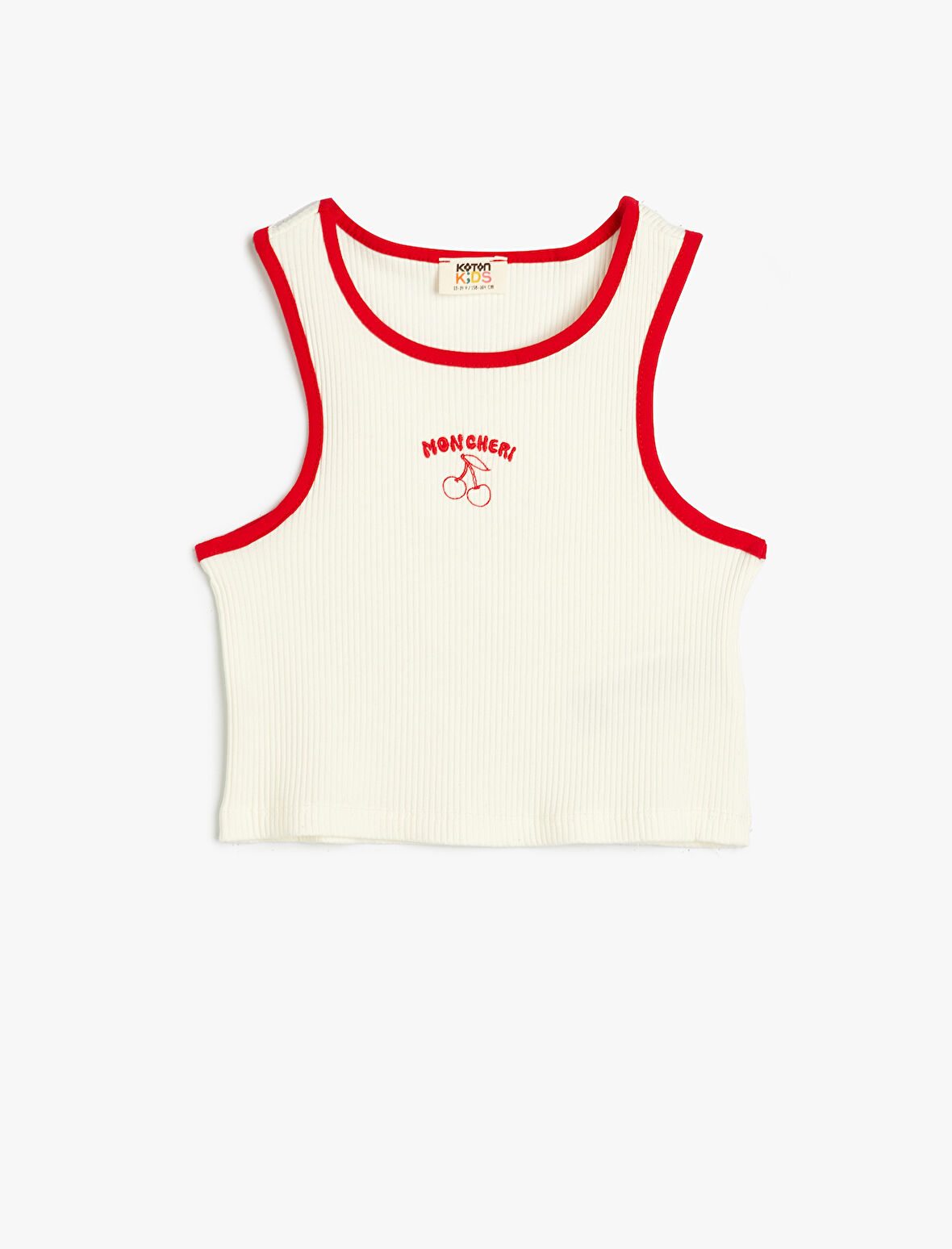 Crop Atlet Kiraz Baskılı Bisiklet Yaka Pamuklu