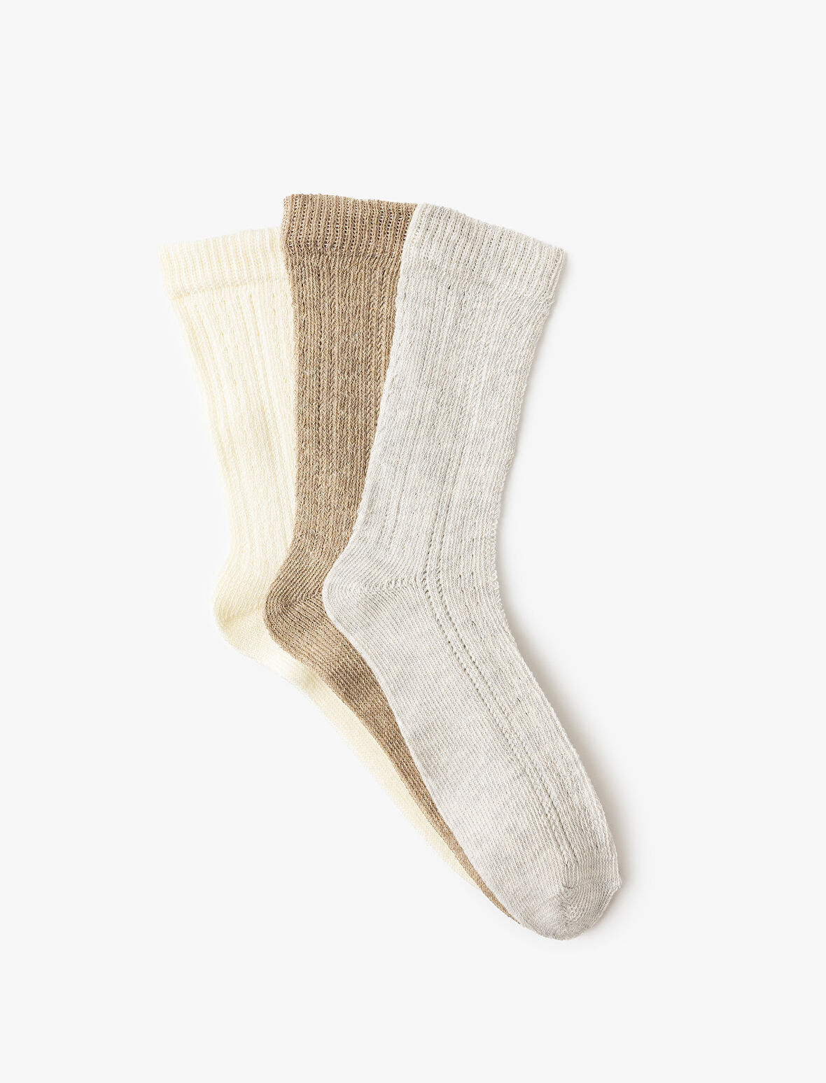 Soket Çorap Örgü Dokulu Çok Renkli