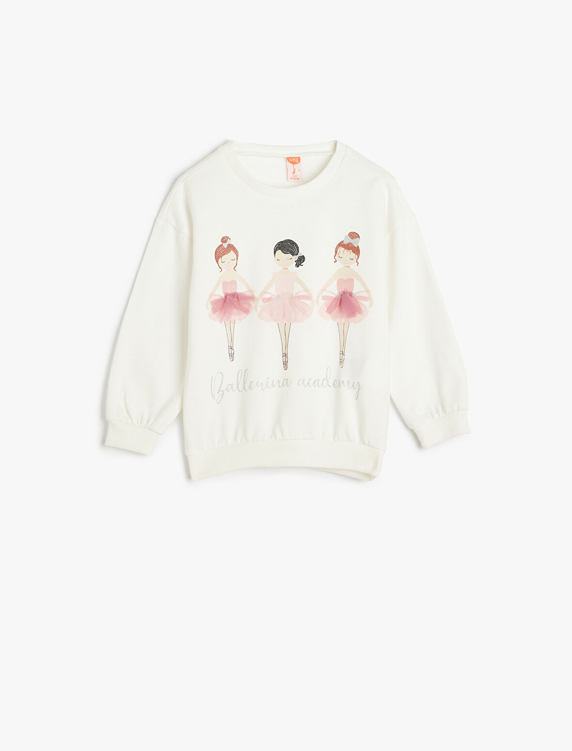 Sweatshirt Balerin Baskılı Uzun Kollu Şardonlu Pamuklu