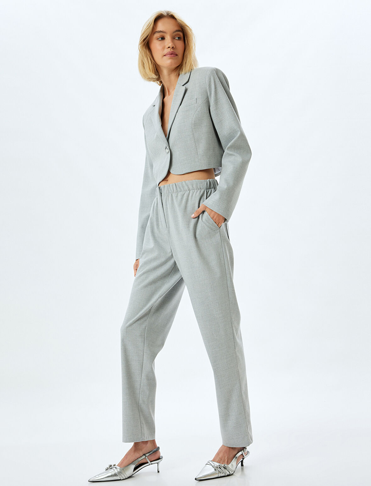 Cepli Beli Lastikli Yüksek Bel Havuç Pantolon